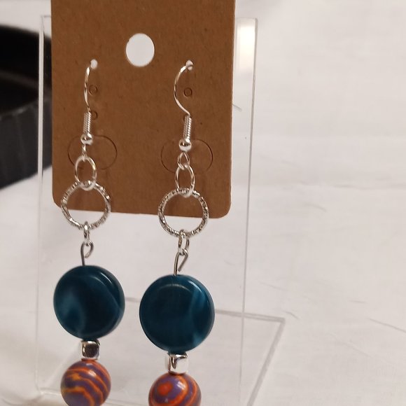 Steel Homemade Hand Crafted Dangle Earrings with Synthetic Stones #59 - Picture 11 of 12